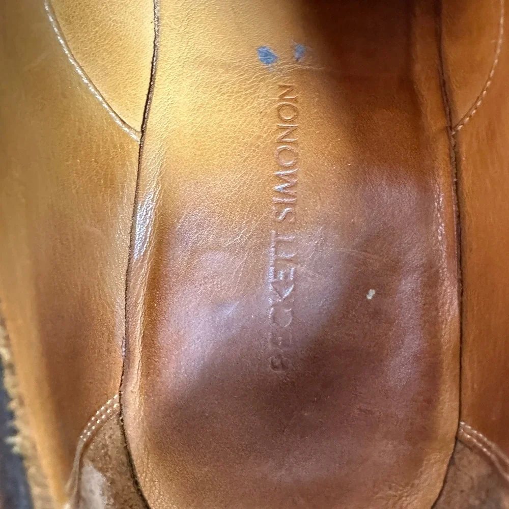 Beckett Simonon Dunham Derby Tan Suede Split Toe Mens Shoes Size 9.5